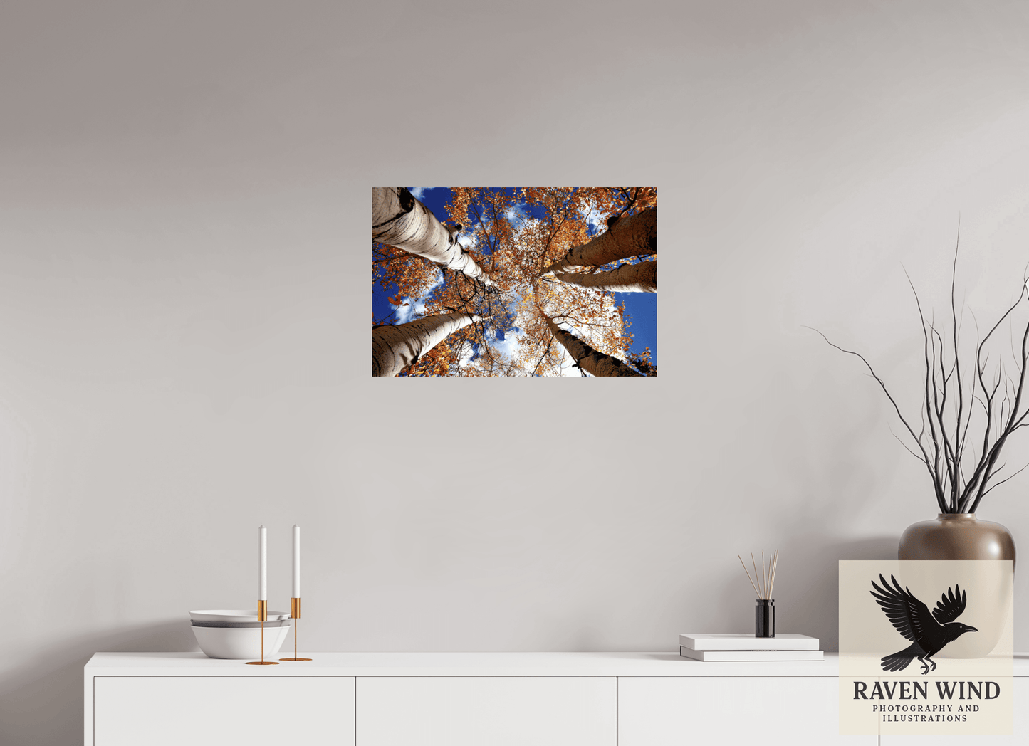 24 x 16″, Photo Print Under Acrylic Glass - ready to hang Reaching for the Sky - Aspens in the Fall Nature Photography Print