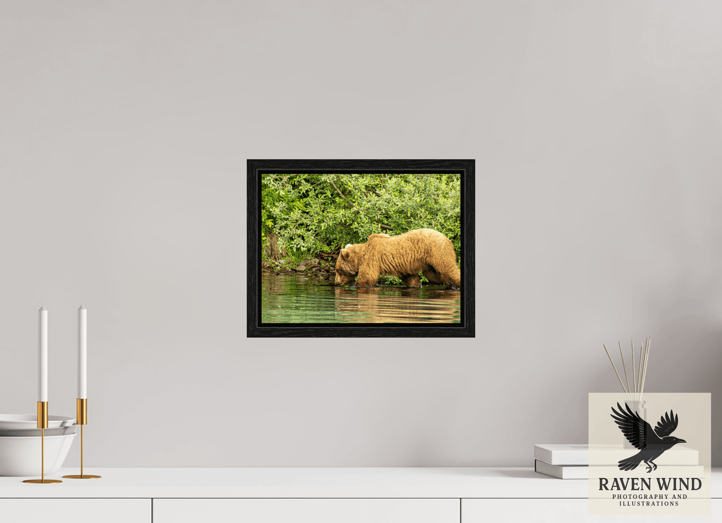 12 x 9″, Floater Frame - black oak frame - ready to hang Fishing Takes Patience Nature Photography Print