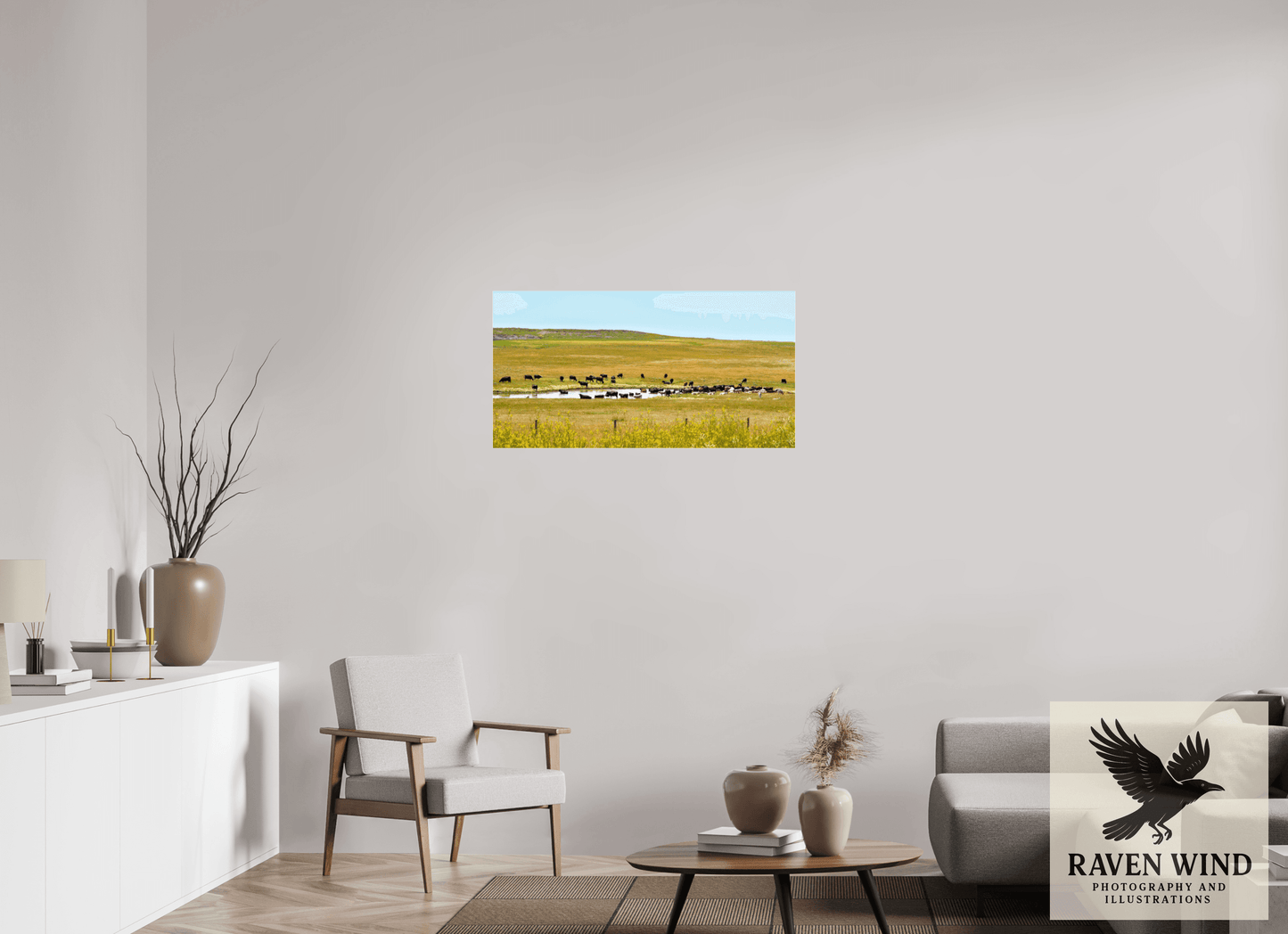 38.5 x 20″, Print Under Acrylic Glass - No Frame - ready to hang Gathering at Mule Creek Nature Photography Print