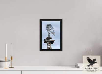 8 x 12″, Floater Frame - black oak frame - ready to hang Rustic Windmill - Tribute to Americana Nature Photography Print