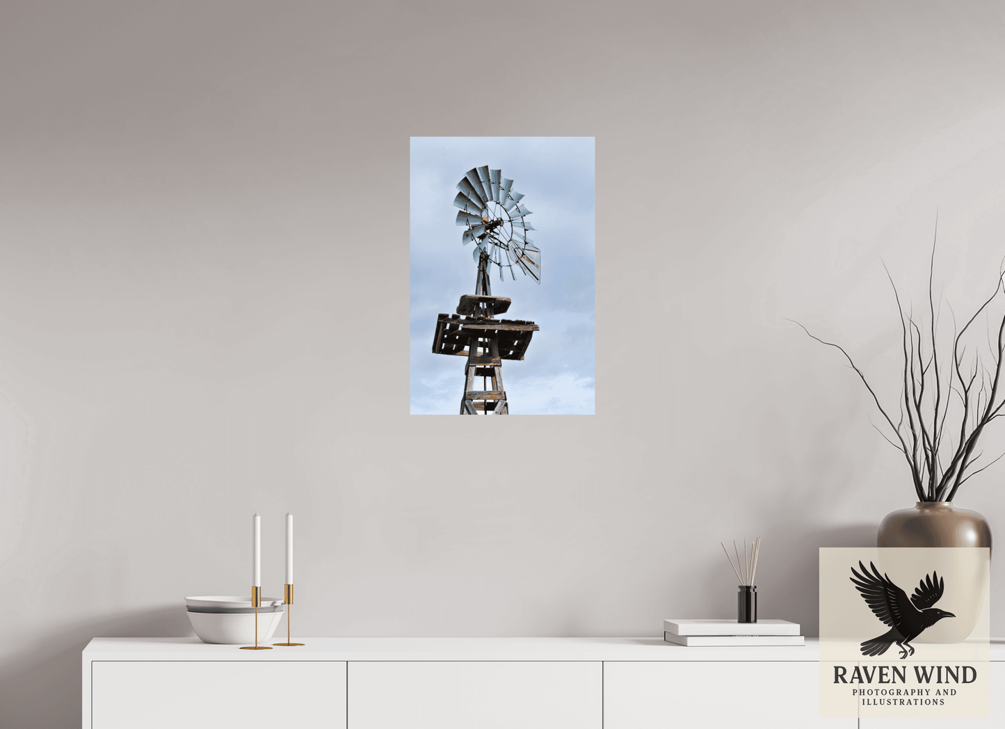 16 x 24″, ChromaLuxe HD Metal Print - ready to hang Rustic Windmill - Tribute to Americana Nature Photography Print