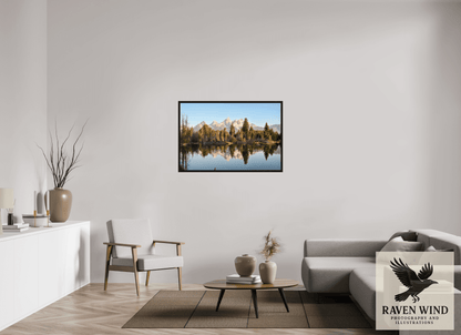 45 x 30″, Floater Frame - black oak frame - ready to hang Where the Tetons Wait Nature Photography Print