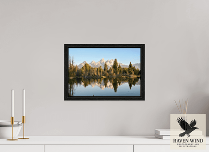 15 x 10″, Floater Frame - black oak frame - ready to hang Where the Tetons Wait Nature Photography Print