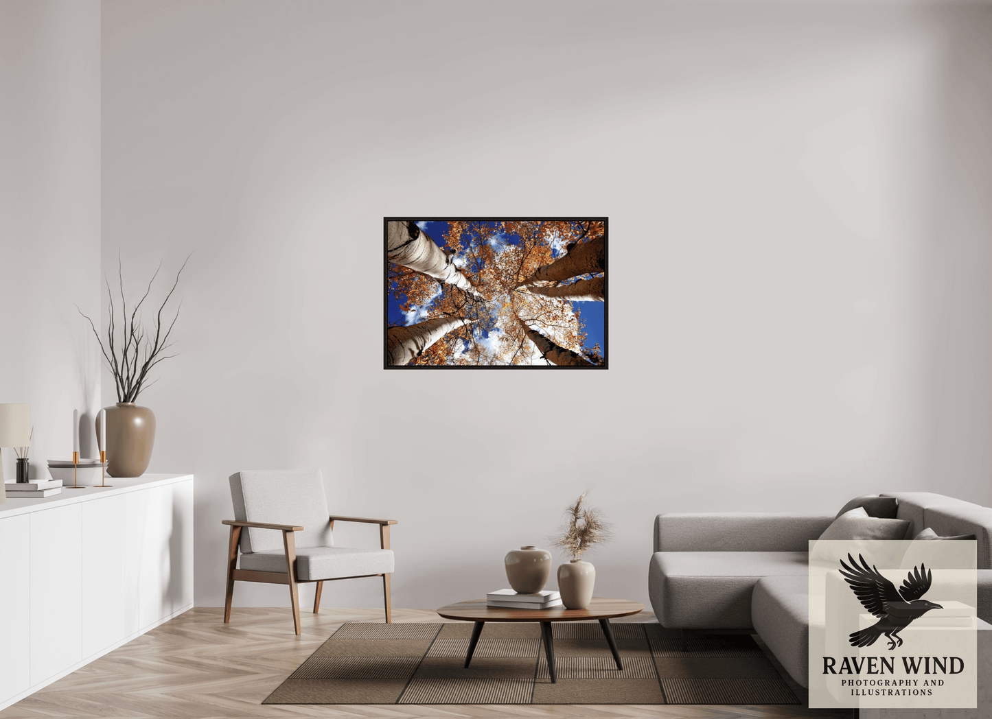 45 x 30″, Floater Frame - black oak frame - ready to hang Reaching for the Sky - Aspens in the Fall Nature Photography Print