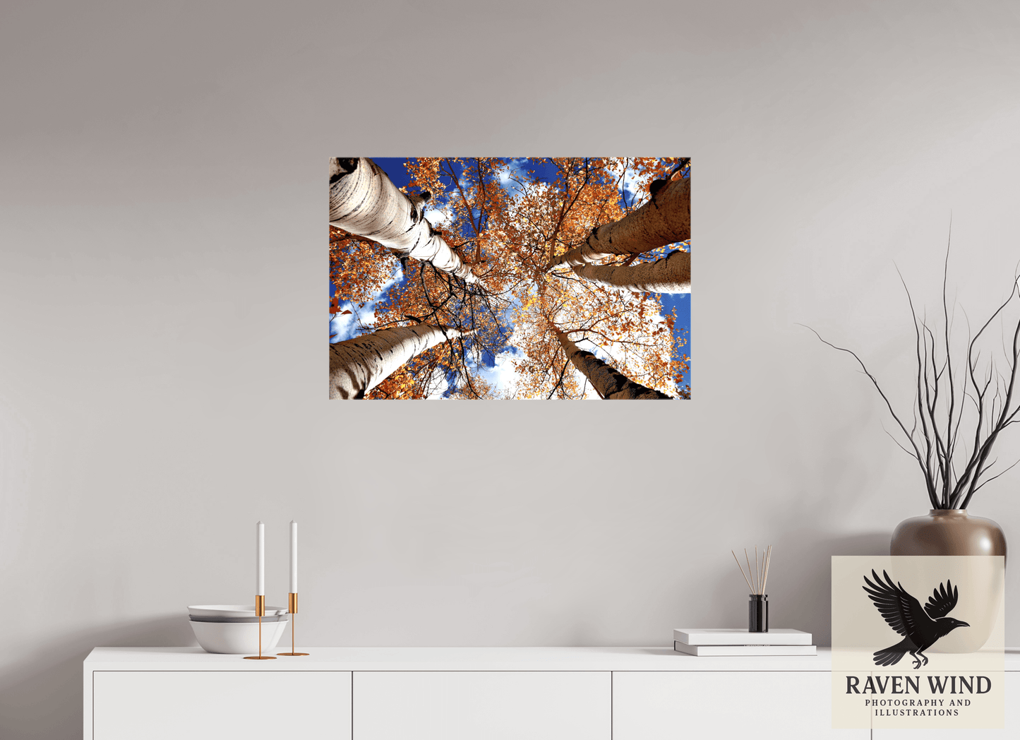 30 x 20″, Print on Canvas - ready to hang or set on a shelf Reaching for the Sky - Aspens in the Fall Nature Photography Print