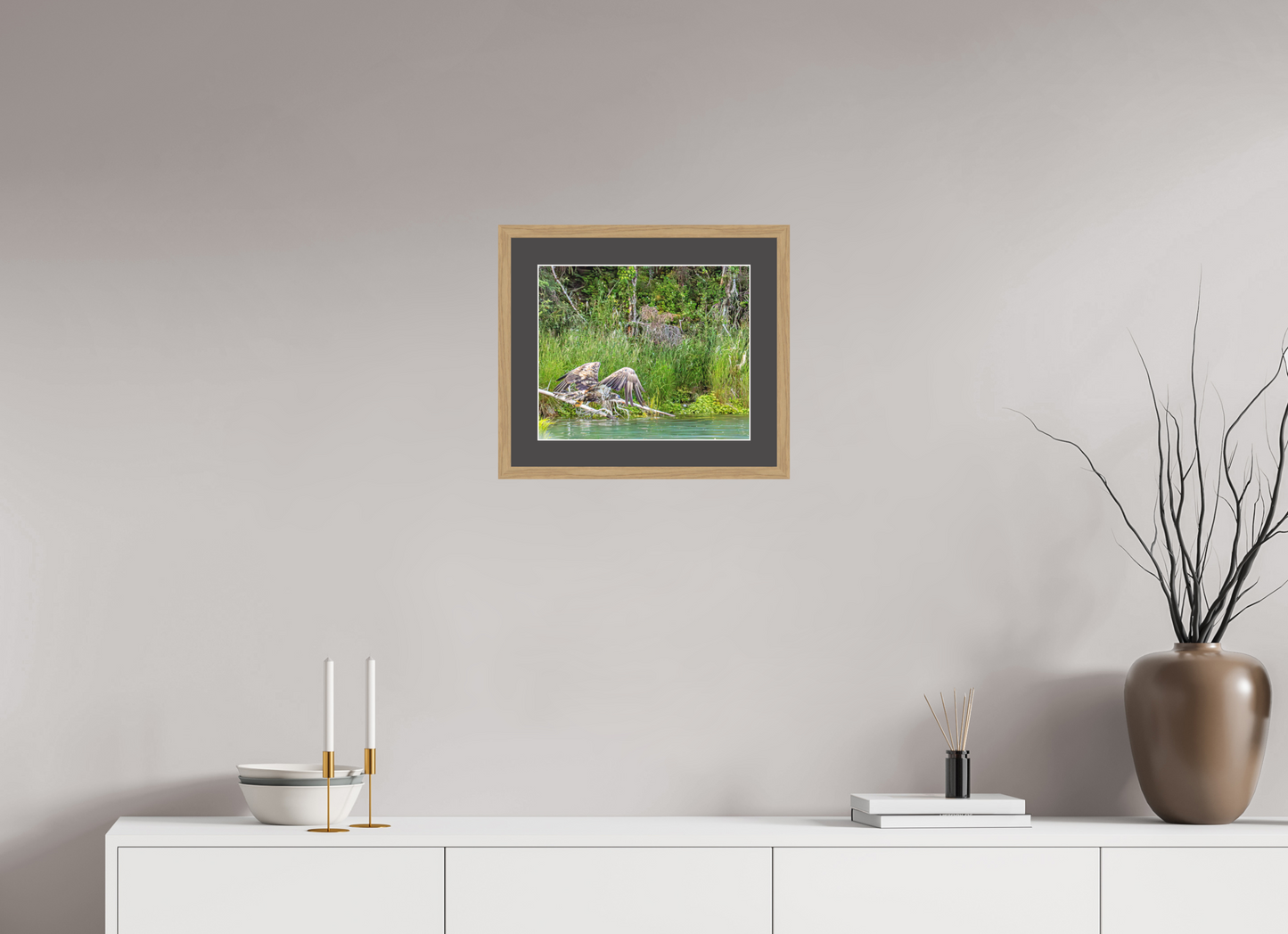 Skimming the Wild – Juvenile Bald Eagle Over the Kasilof River, Nature Photography Print