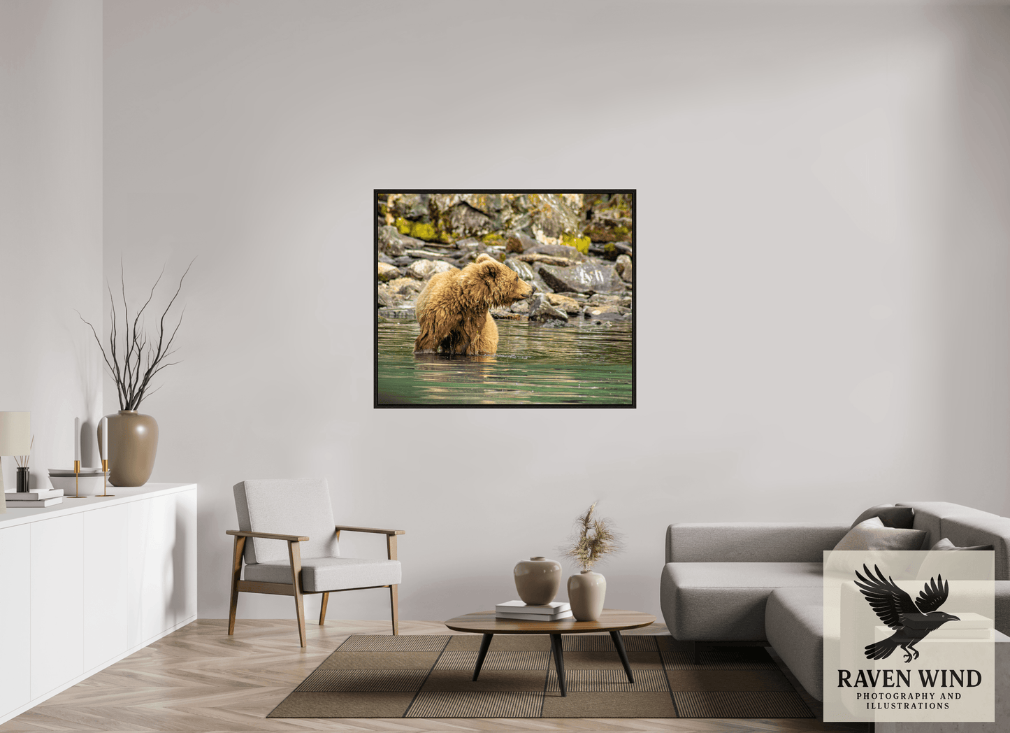 51.9 x 43″, Floater Frame - black oak frame - ready to hang Watchful Momma Nature Photography Print