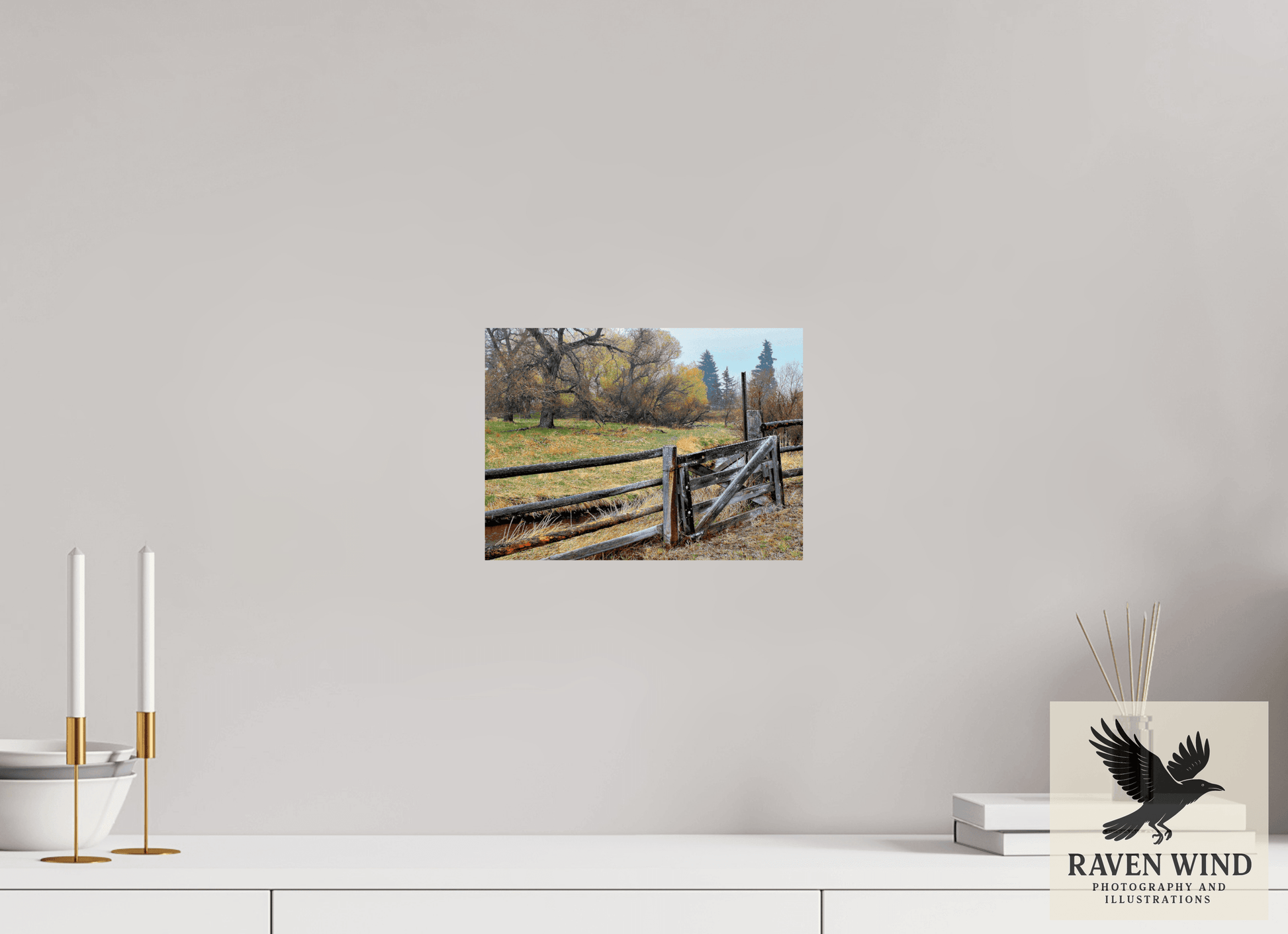 10.9 x 8″, ChromaLuxe HD Metal Print - ready to hang Pasture Gate Nature Photography Print