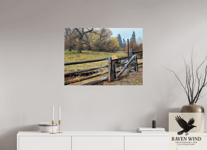 32.8 x 24″, Photo Print Under Acrylic Glass - unframed - ready to hang Pasture Gate Nature Photography Print