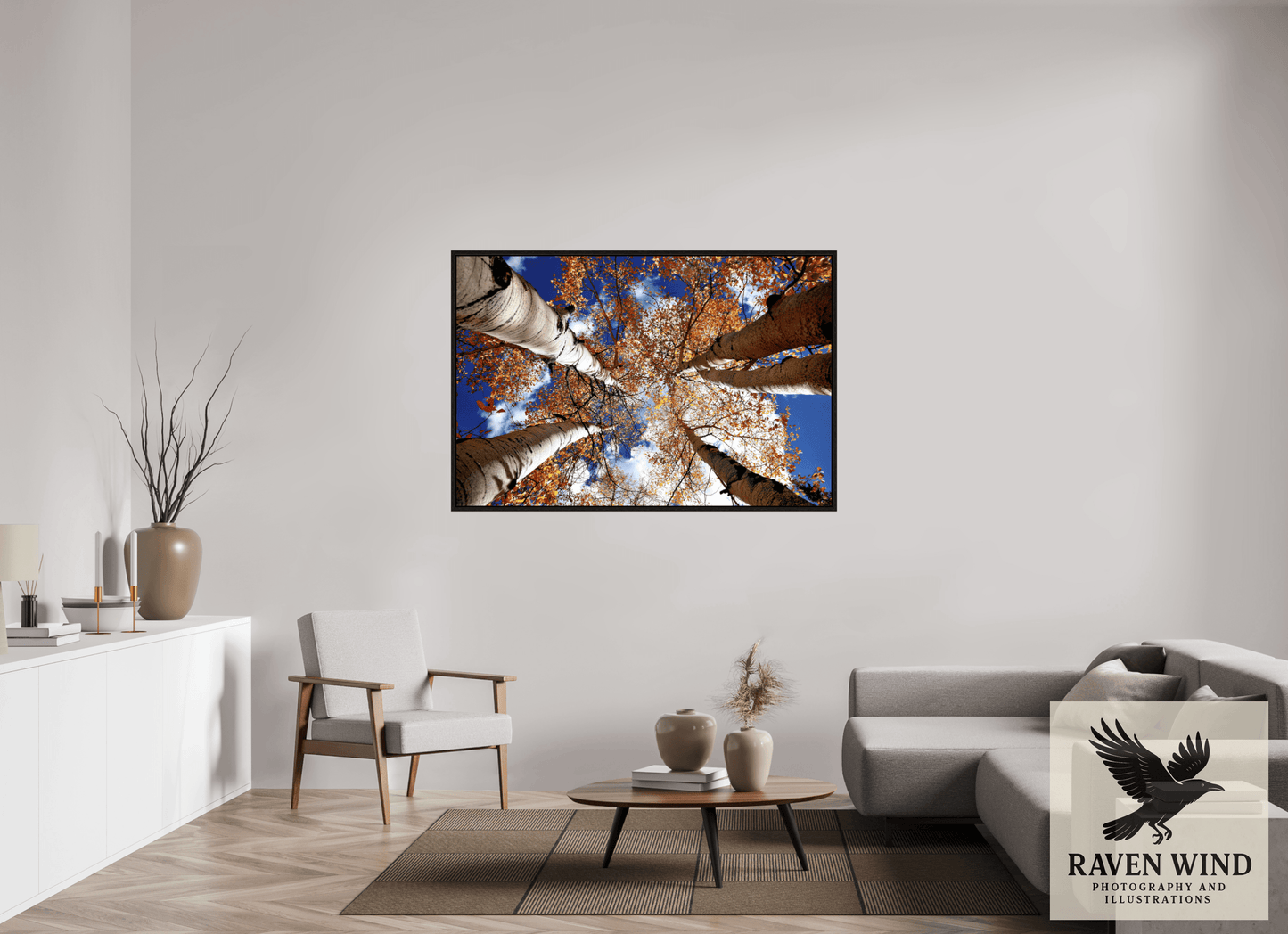 60 x 40″, Floater Frame - black oak frame - ready to hang Reaching for the Sky - Aspens in the Fall Nature Photography Print