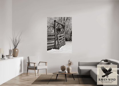 43 x 63.2″, Photo Print Under Acrylic Glass - ready to hang Winter Gate Black and White Nature Photography Print
