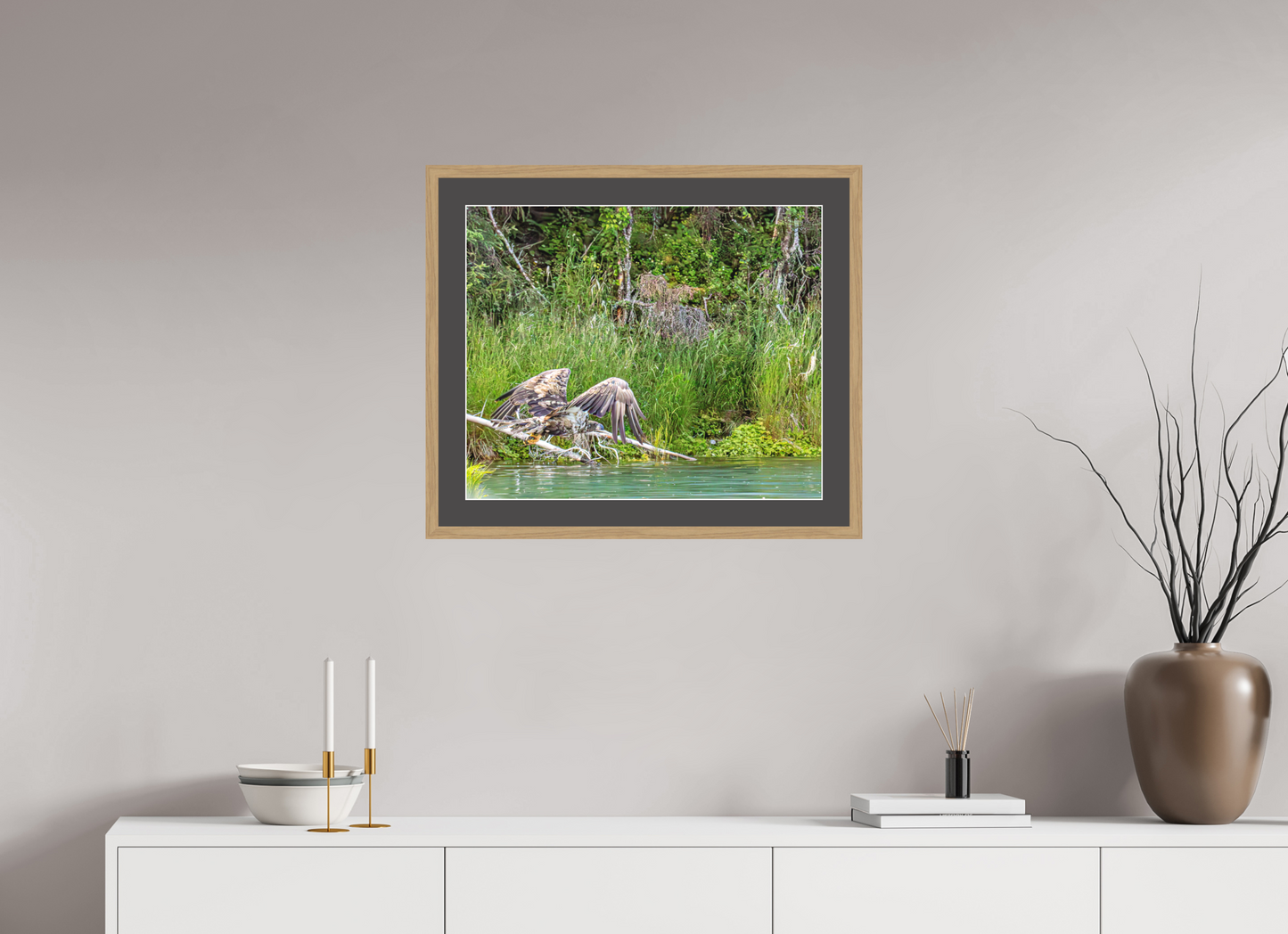 Skimming the Wild – Juvenile Bald Eagle Over the Kasilof River, Nature Photography Print