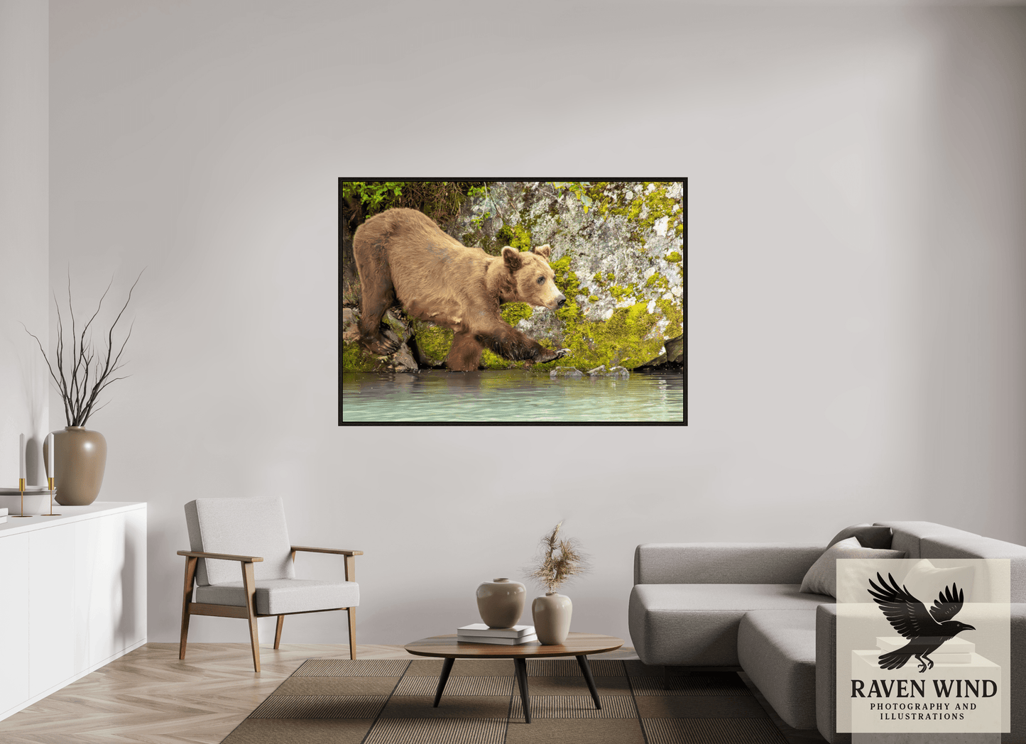66.7 x 47″, Floater Frame - black oak frame - ready to hang Momma on a Mission Nature Photography Print