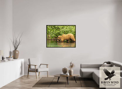 48 x 36″, Floater Frame - black oak frame - ready to hang Fishing Takes Patience Nature Photography Print