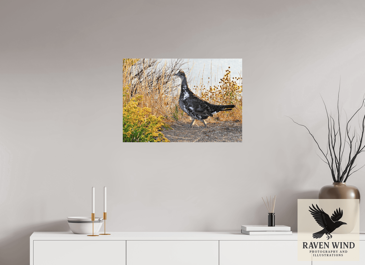 28.6 x 20″, Photo Print On Fuji Crystal DP II - unframed Grounded Grace - a Wild Grouse Nature Photography Print
