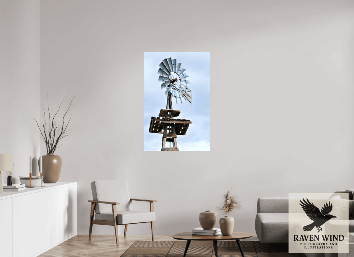 Raven Wind Photography & Illustrations-Rustic Windmill - Tribute to Americana Fine Art Nature Print -