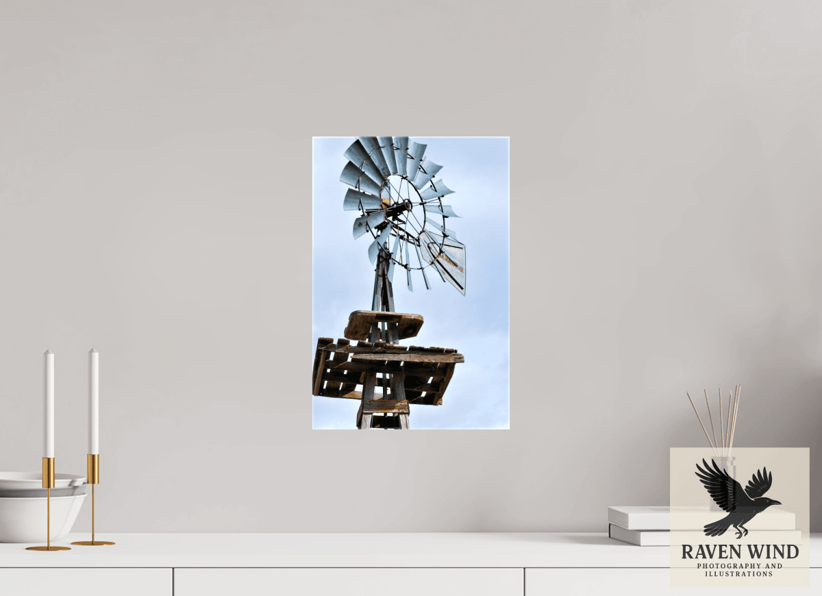 Raven Wind Photography & Illustrations-Rustic Windmill - Tribute to Americana Fine Art Nature Print -