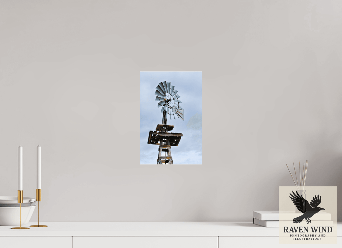 Raven Wind Photography & Illustrations-Rustic Windmill - Tribute to Americana Fine Art Nature Print -