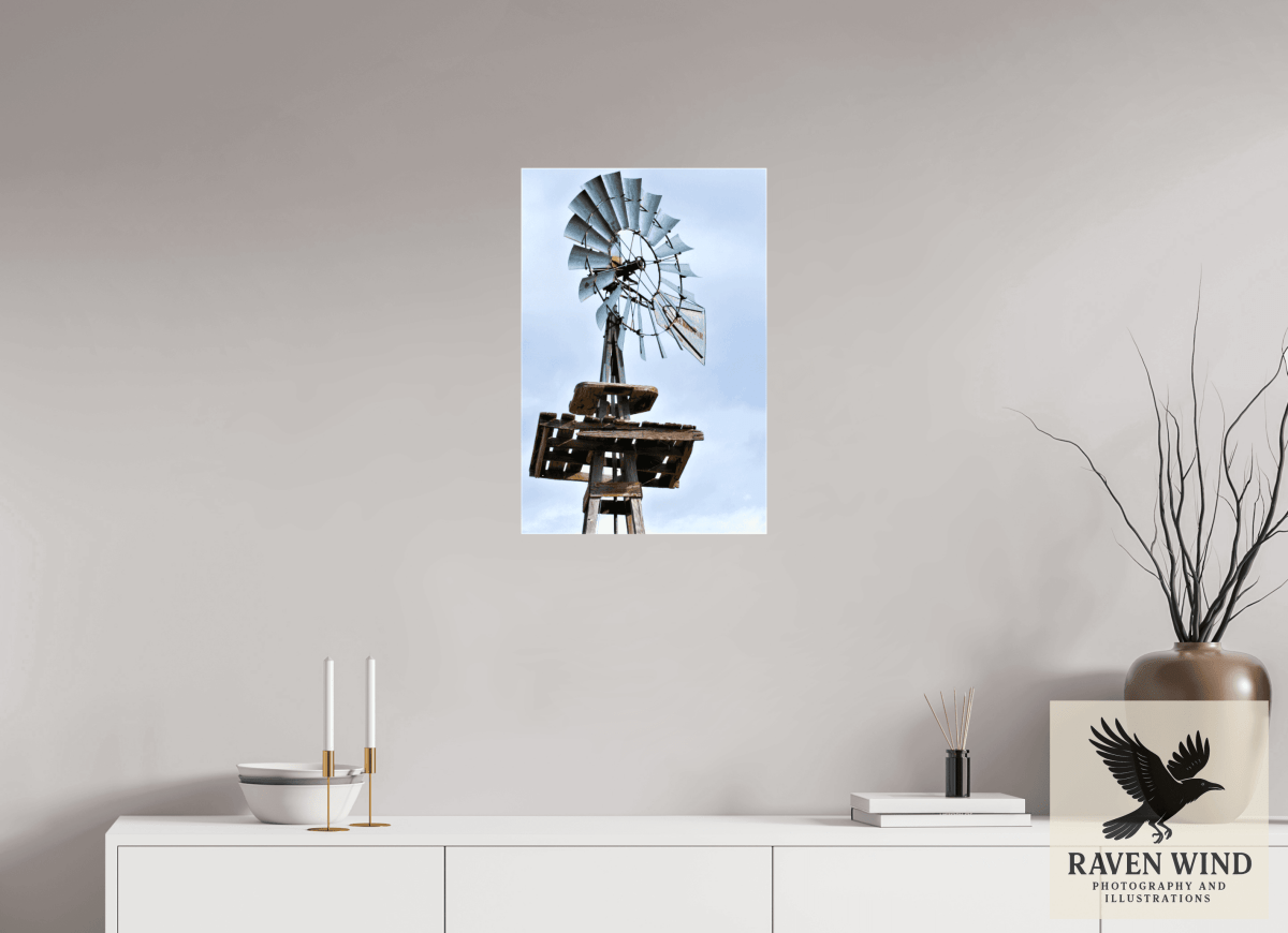Raven Wind Photography & Illustrations-Rustic Windmill - Tribute to Americana Fine Art Nature Print -