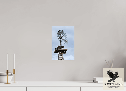 Raven Wind Photography & Illustrations-Rustic Windmill - Tribute to Americana Fine Art Nature Print -