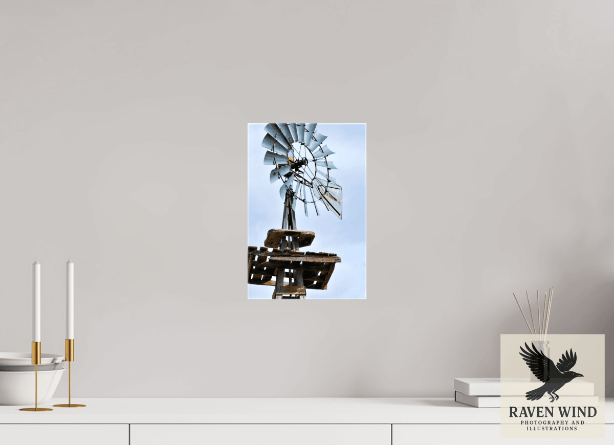 Raven Wind Photography & Illustrations-Rustic Windmill - Tribute to Americana Fine Art Nature Print -