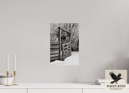 Raven Wind Photography & Illustrations-Winter Gate Black and White Fine Art Nature Print -