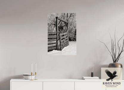 Raven Wind Photography & Illustrations-Winter Gate Black and White Fine Art Nature Print -